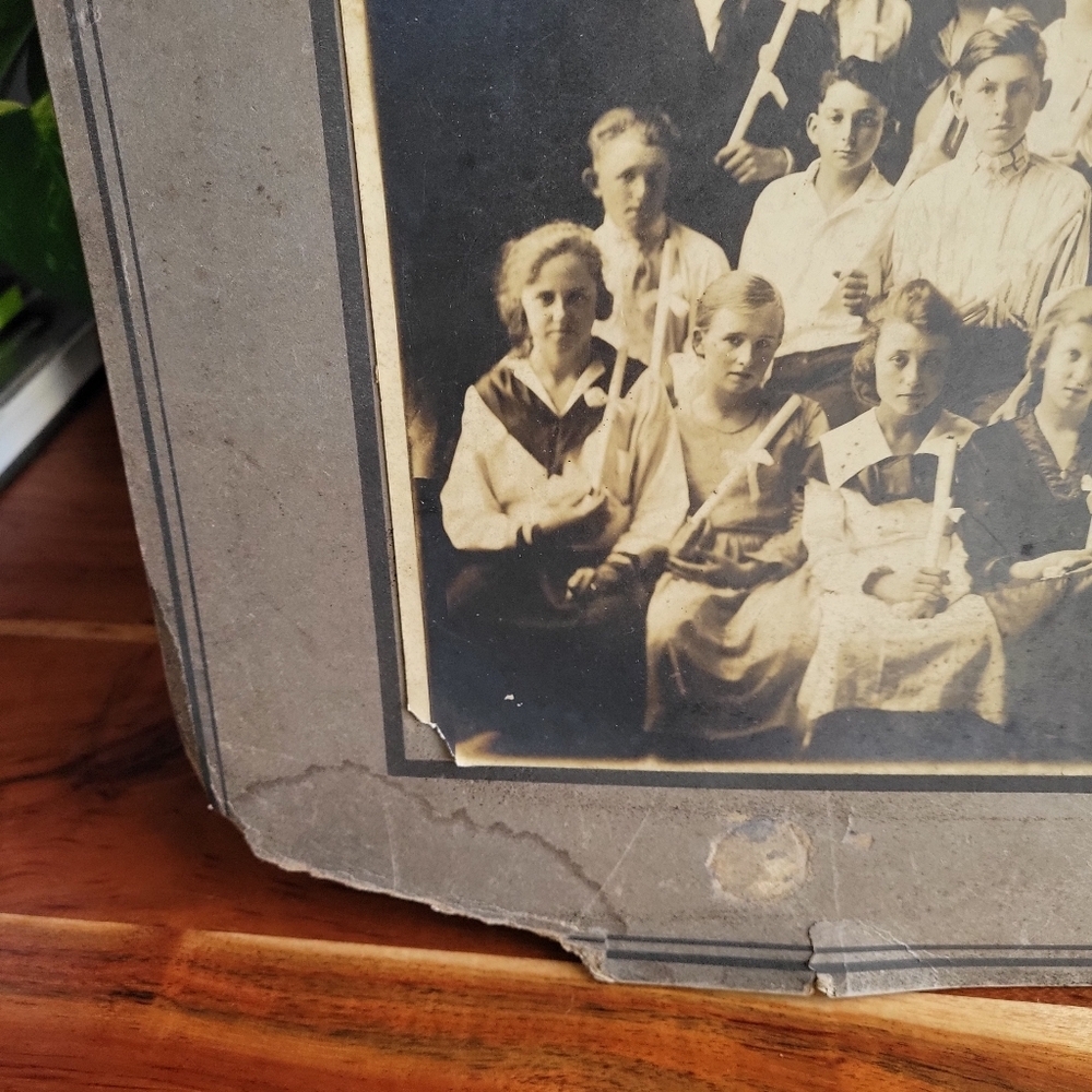 Antique Cabinet Card Sepia Photo Graduation 1920's Professional Pic H 12" W 14" - Picture 7 of 12